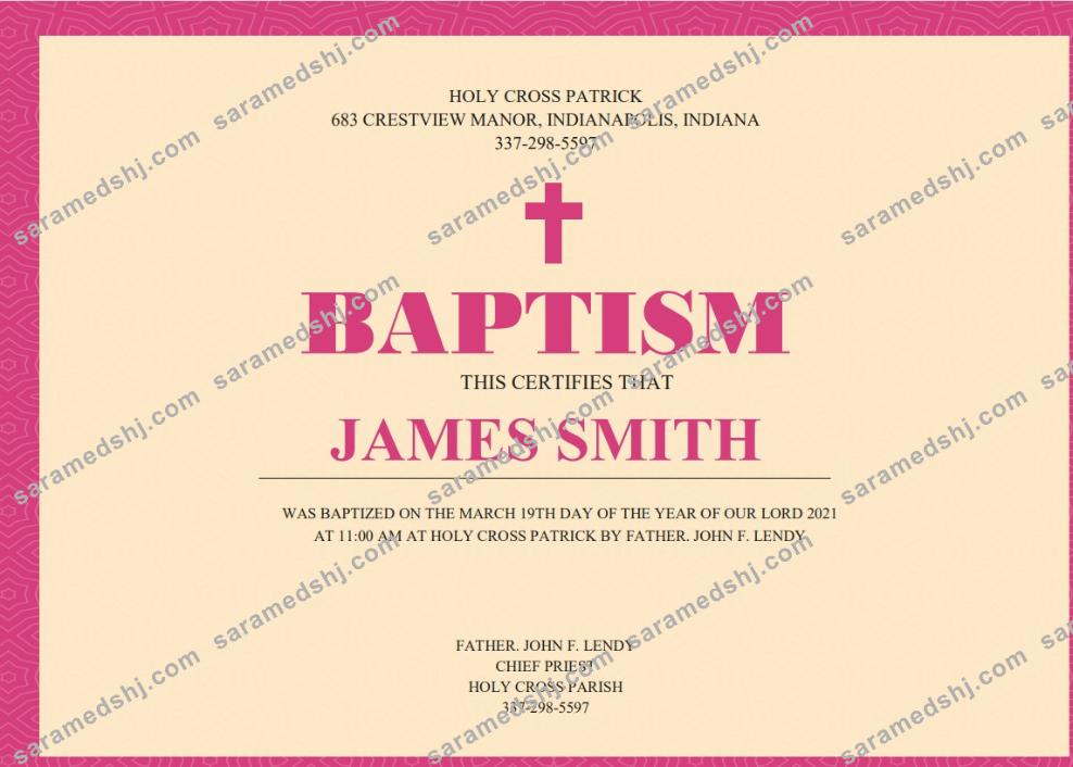USA baptism certificate